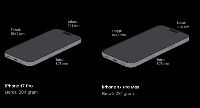 Persamaan iPhone 17 Pro dan Max. (iphone)
